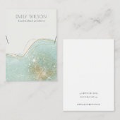 Abstract Blauwgroen Groen Glitter Shiny Ketting Di Visitekaartje (Voorkant / Achterkant)