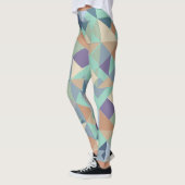 Abstract Blauwgroen groen mozaïekpatroon Leggings (Links)