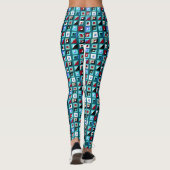 Abstract Blauwgroen groen mozaïekpatroon Leggings (Achterkant)