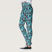 Abstract Blauwgroen groen mozaïekpatroon Leggings (Links)