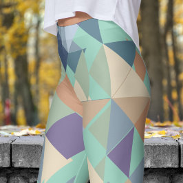 Abstract Blauwgroen groen mozaïekpatroon Leggings