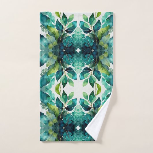 Abstract Blauwgroen, Groen, Smaragd, Botanisch Bad Handdoek (Handdoek)