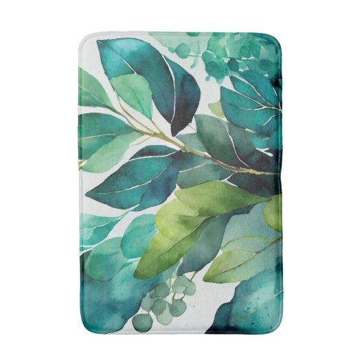 Abstract Blauwgroen, Groen, Smaragd, Botanisch Badmat (Voorkant Verticaal)