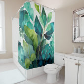 Abstract Blauwgroen, Groen, Smaragd, Botanisch Douchegordijn (In situ)