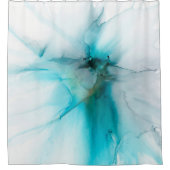 Abstract Blauwgroen, kalkoen en Faux Gold Douchegordijn (Voorkant)