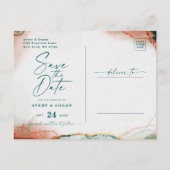 Abstract Blauwgroen & Koperherfsthuwelijk Sla de d Aankondigingskaart (Achterkant)