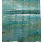 Abstract Blauwgroen kustgebied Douchegordijn (Voorkant)