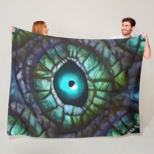Abstract blauwgroen oog mozaïek fleece deken (In situ)
