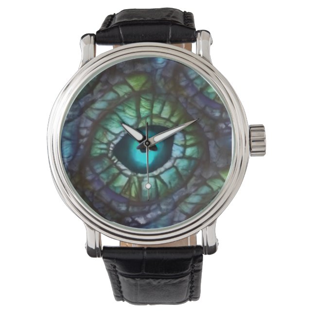 Abstract blauwgroen oog mozaïek horloge (Voorkant)