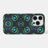 Abstract blauwgroen oog mozaïek iPhone hoesje (Achterkant horizontaal)