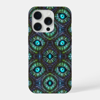 Abstract blauwgroen oog mozaïek iPhone 15 pro case