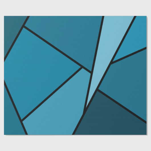 Abstract Blauwgroen polygons verpakkingspapier Cadeaupapier (Vlak)