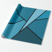 Abstract Blauwgroen polygons verpakkingspapier Cadeaupapier (Uitgerold)
