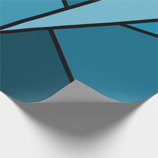 Abstract Blauwgroen polygons verpakkingspapier Cadeaupapier (Hoek)