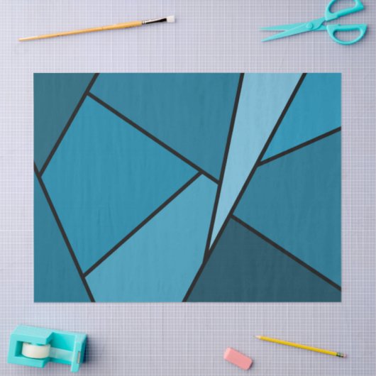 Abstract Blauwgroen-Polygoonweefselpapier Tissuepapier (Craft)