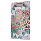 Abstract Blauwgroen Roos Gouden Waterverf Rosetpat Klembord (Links)