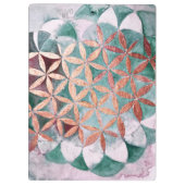 Abstract Blauwgroen Roos Gouden Waterverf Rosetpat Klembord (Achterkant)