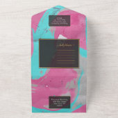 Abstract Blauwgroen roze allen in één uitnodiging (Buitenkant)