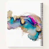 Abstract Blauwgroen Roze Gold Inky Marmer Monogram Notitieboek (Achterkant)