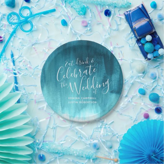 Abstract blauwgroen waterpapier voor bruiloft bord (Feest)