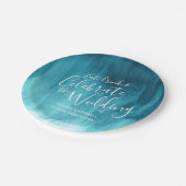 Abstract blauwgroen waterpapier voor bruiloft bord (Gekanteld)