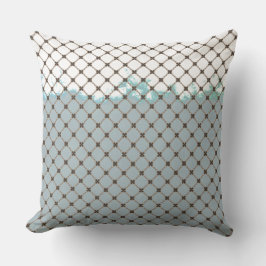 Abstract Blauwgroen, wit, Bronze Patroon Buitenkussen