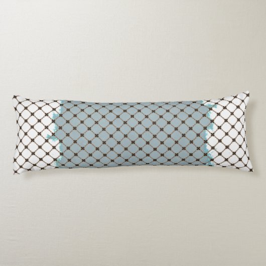 Abstract Blauwgroen, wit, Bronze Patroon Lichaamskussen (Achterkant)