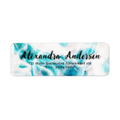 Abstract Blauwgroen Wit Vloeibaar Schildpadlabel v Etiket (Voorkant)