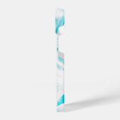 Abstract Blauwgroen Witte Vloeibare Verf Chic Manu iPhone Hoesje (Linkerkant)