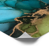 Abstract Blauwgroen zwart Aqua Green Gold Poster (Hoek)