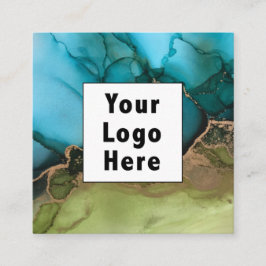 Abstract Blauwgroen zwart metallisch goud Voeg uw Vierkante Visitekaartje