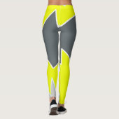 Abstract Bleek Geel Geel Koolsteengrijs Leggings (Achterkant)