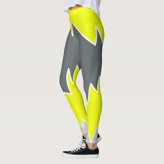 Abstract Bleek Geel Geel Koolsteengrijs Leggings (Links)