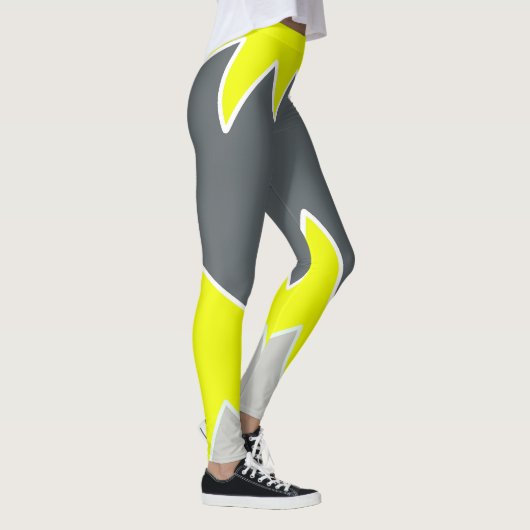 Abstract Bleek Geel Geel Koolsteengrijs Leggings (Rechts)
