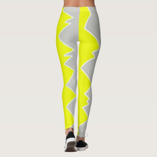 Abstract Bleek Geel Geel Koolsteengrijs Leggings (Achterkant)