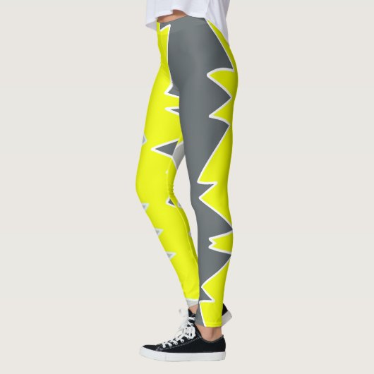 Abstract Bleek Geel Geel Koolsteengrijs Leggings (Links)