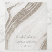 Abstract Bleek Gouden Marmer Agate Bruidsdouche Wijn Etiket (Enkel label)