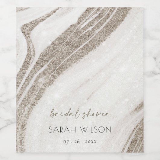 Abstract Bleek Gouden Marmer Agaten Bruidsdouche Wijn Etiket (Enkel label)