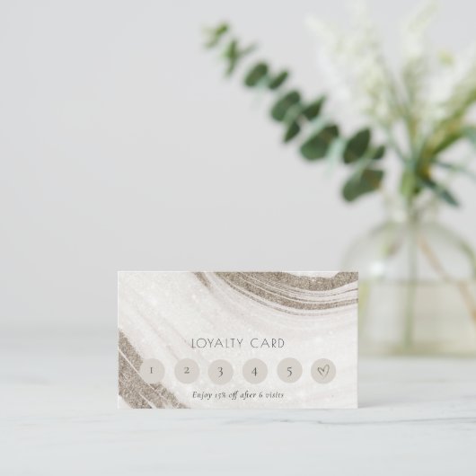 Abstract Bleek goudmarmer Agate 6 Punch Loyalty Visitekaartje (Staand voorkant)