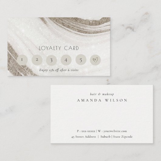 Abstract Bleek goudmarmer Agate 6 Punch Loyalty Visitekaartje (Voorkant / Achterkant)