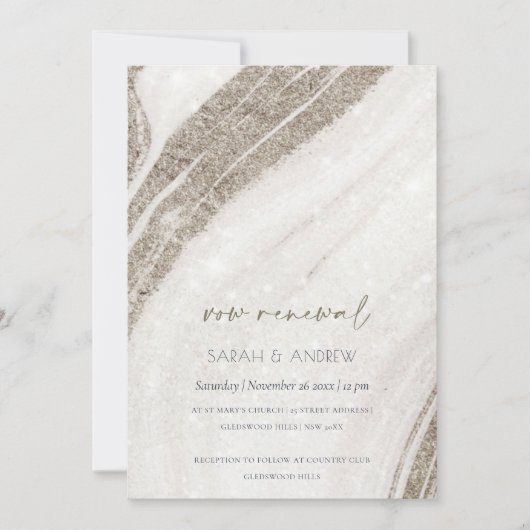 Abstract Bleek goudmarmer Agate Vow Renewal Noite Bedankkaart (Voorkant)