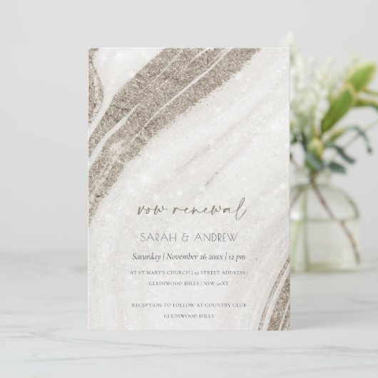 Abstract Bleek goudmarmer Agate Vow Renewal Noite Bedankkaart (Staand voorkant)