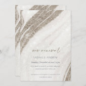 Abstract Bleek goudmarmer Agate Vow Renewal Noite Bedankkaart (Voorkant / Achterkant)