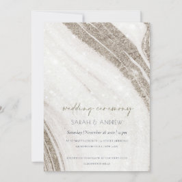 Abstract Bleek goudmarmer Agate Wedding Invite Bedankkaart