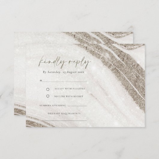 Abstract Bleek goudmarmer Agate Wedding RSVP Informatiekaartje (Voorkant / Achterkant)