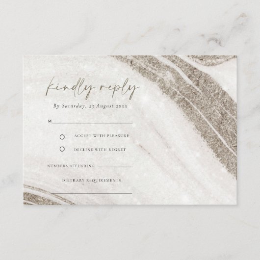 Abstract Bleek goudmarmer Agate Wedding RSVP Informatiekaartje (Voorkant)