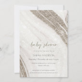 Abstract Bleek goudmarmer Baby shower uitnodigen Bedankkaart (Voorkant)