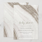 Abstract Bleek goudmarmer Baby shower uitnodigen Bedankkaart (Voorkant / Achterkant)