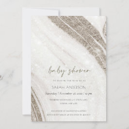 Abstract Bleek goudmarmer Baby shower uitnodigen Bedankkaart