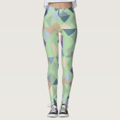 Abstract Bleek groen mozaïekpatroon Leggings (Voorkant)